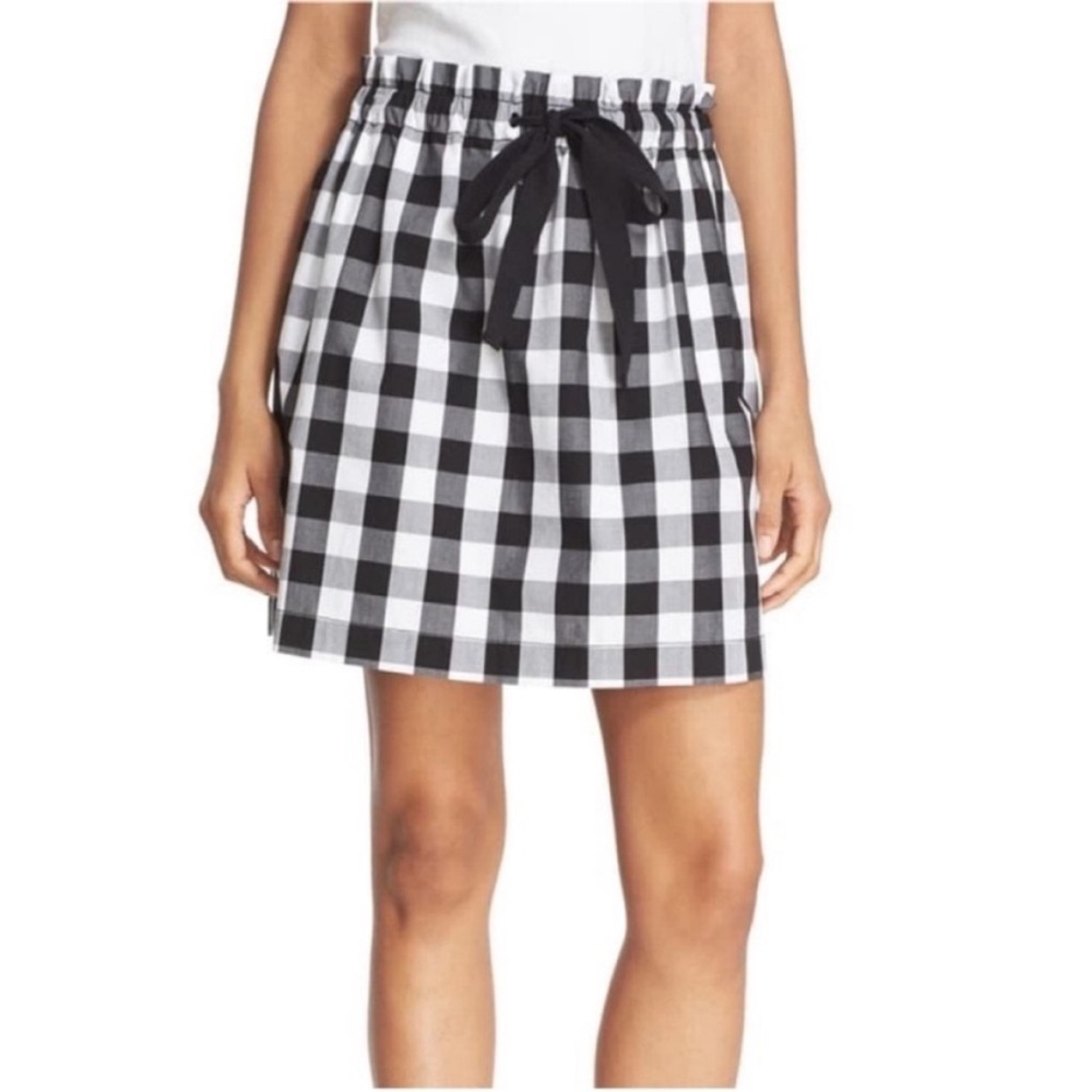 Kate Spade Gingham Mini Skirt Check Paperbag Preppy Designer Black White Size XL